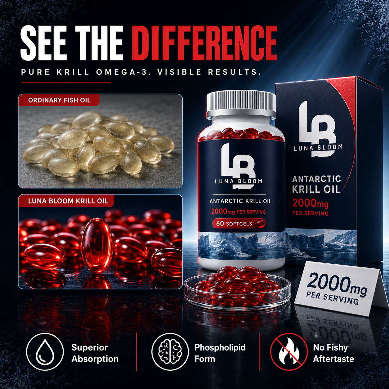 Luna Bloom™ Antarctic Krill Oil - Multi Functional Supplement