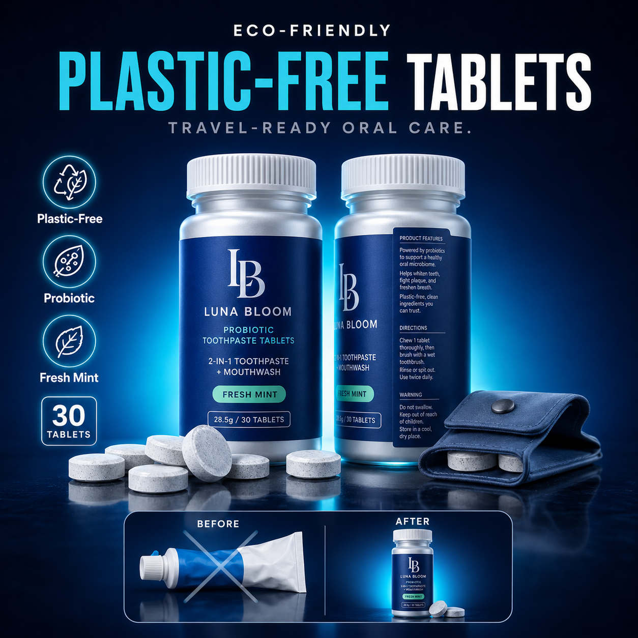 Luna Bloom™ — Solid Toothpaste Tablets