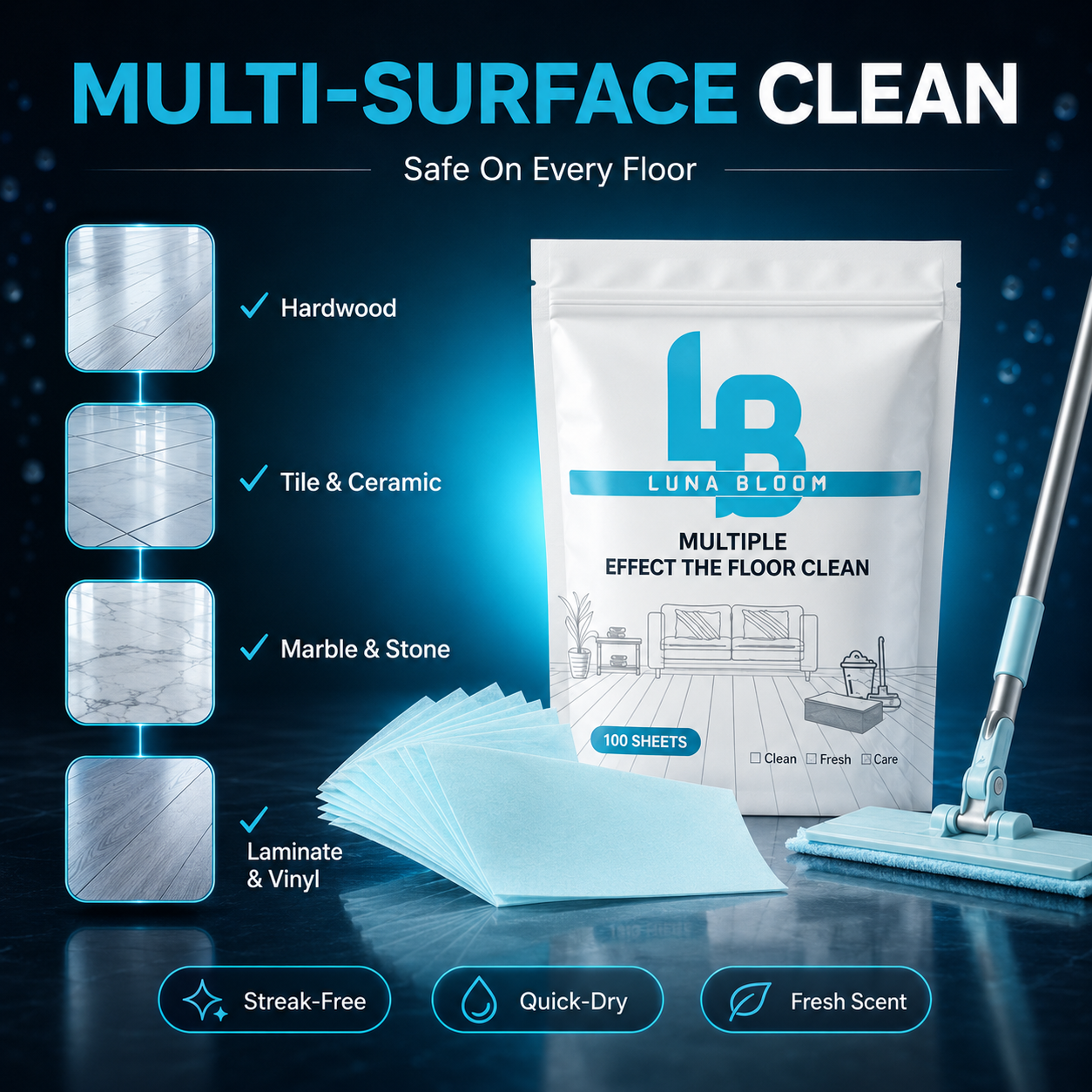 Luna Bloom Multi-Effect Floor Cleaning Sheets