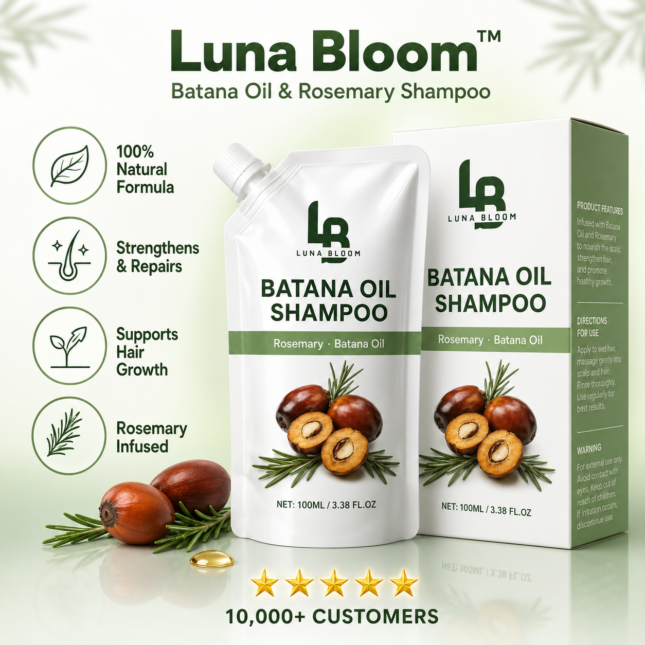 Luna Bloom™  Batana Oil & Rosemary Shampoo