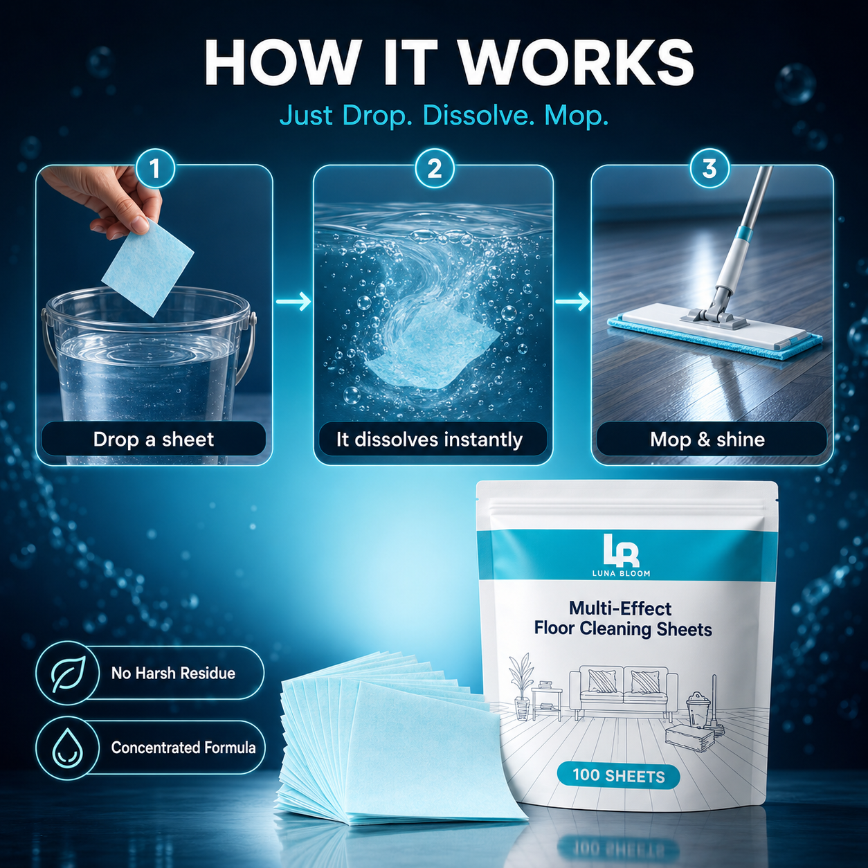 Luna Bloom Multi-Effect Floor Cleaning Sheets