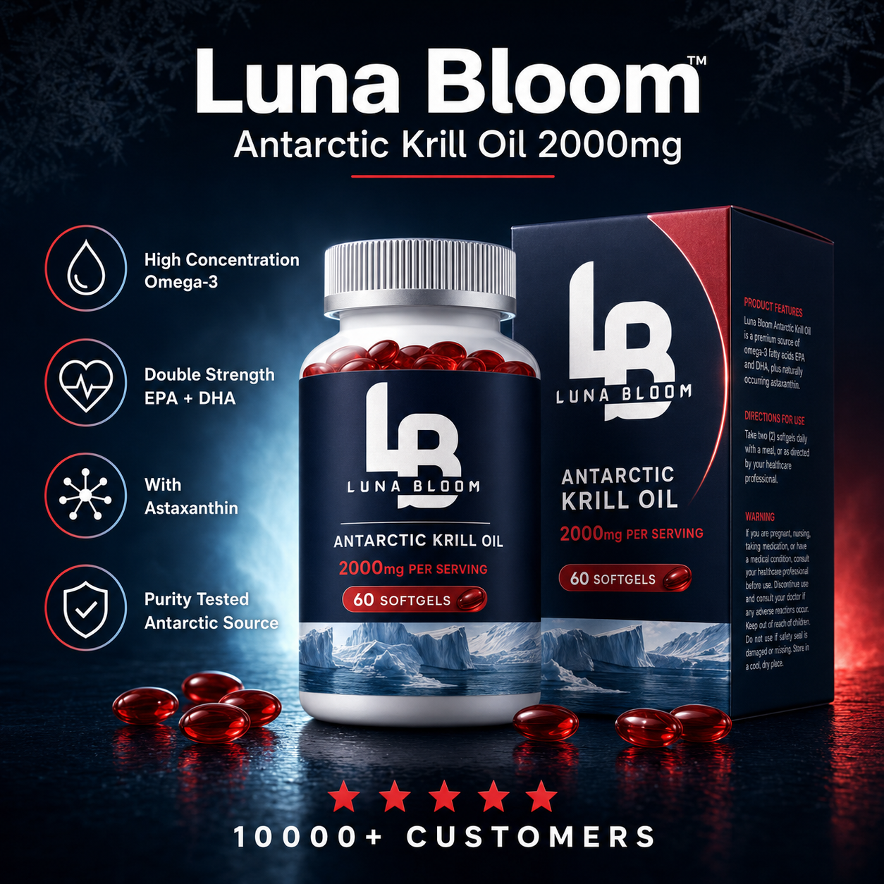 Luna Bloom™ Antarctic Krill Oil - Multi Functional Supplement