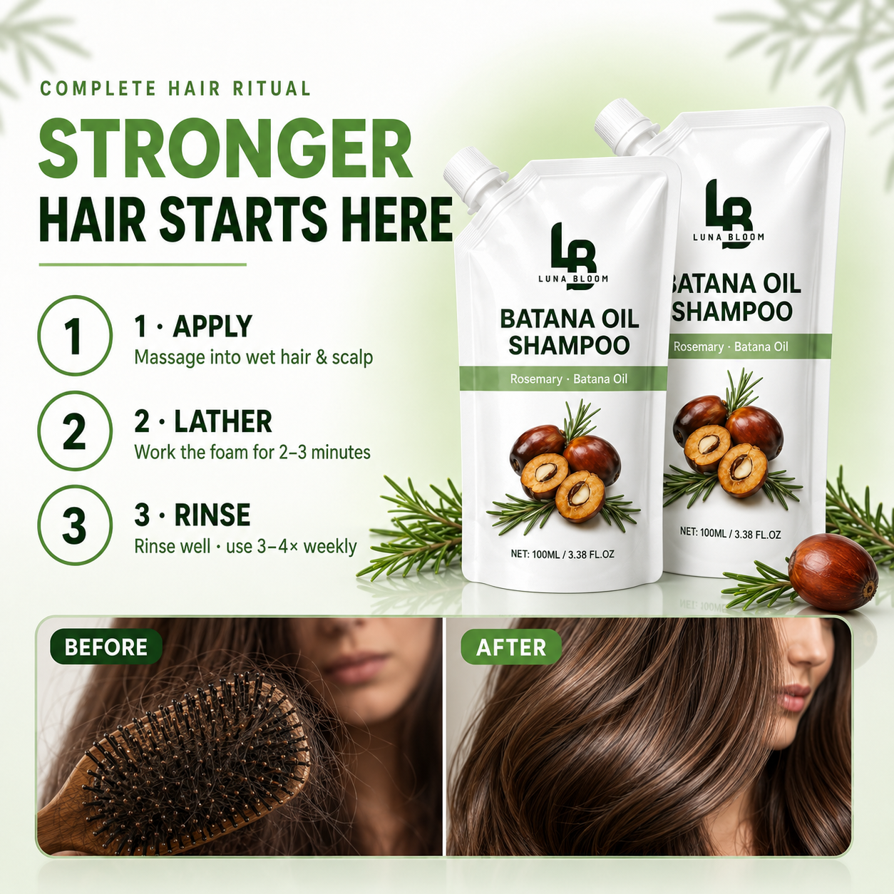 Luna Bloom™  Batana Oil & Rosemary Shampoo