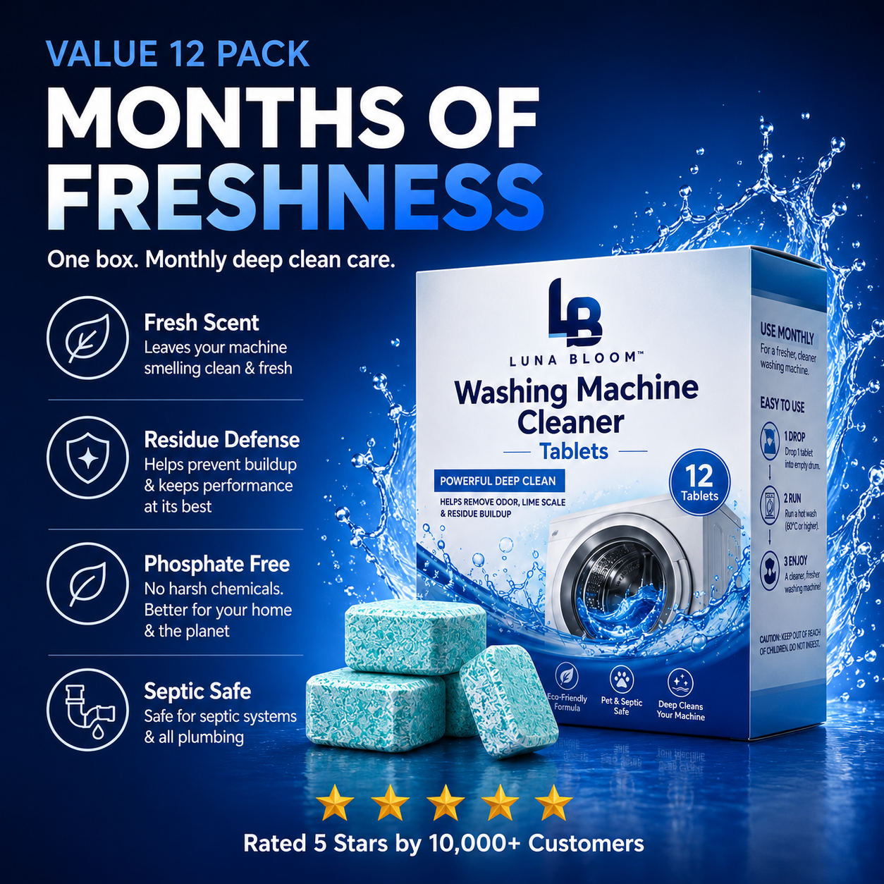 Luna Bloom Washing Machine Cleaner Tablets
