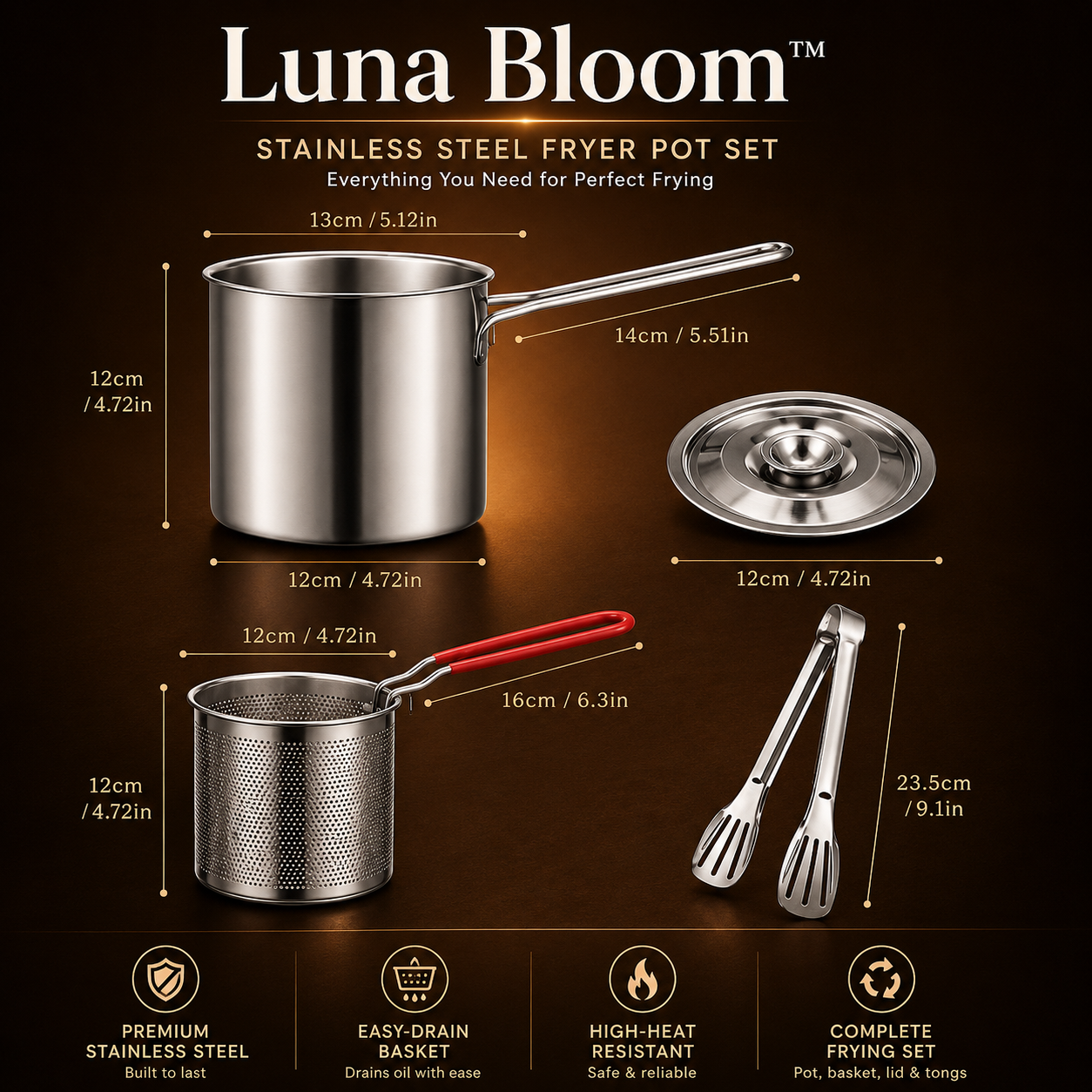 Luna Bloom™ Stainless Steel Fryer Pot