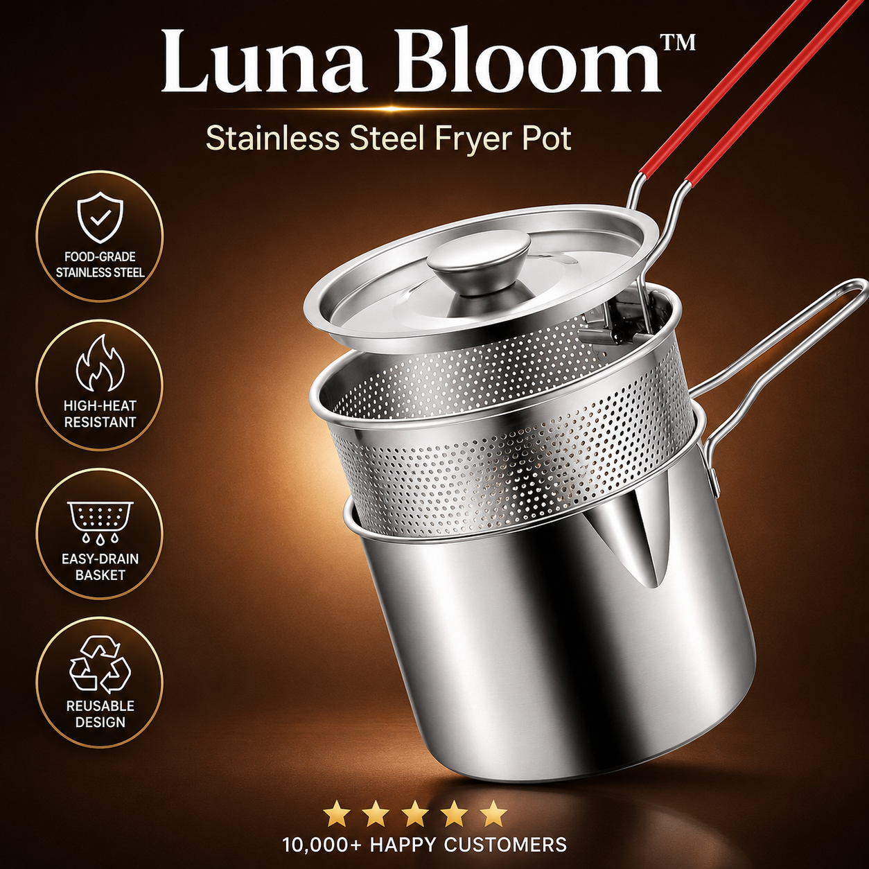 Luna Bloom™ Stainless Steel Fryer Pot