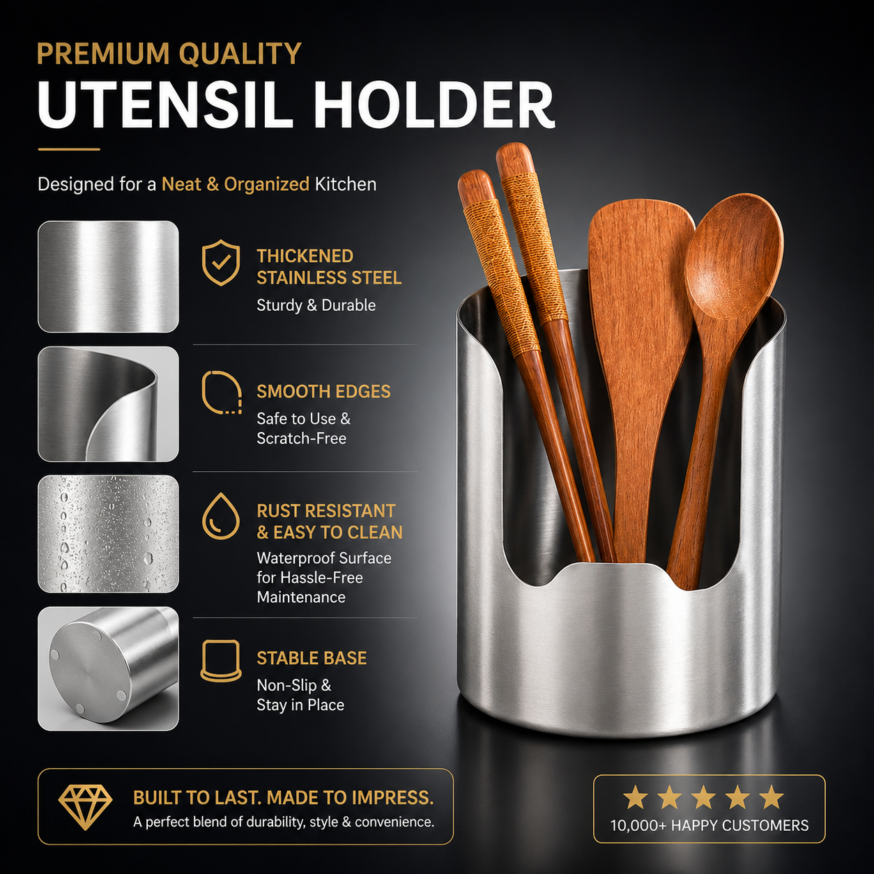 Luna Bloom™ Stainless Steel Utensil Holder