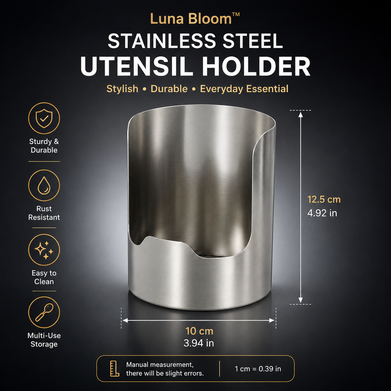 Luna Bloom™ Stainless Steel Utensil Holder