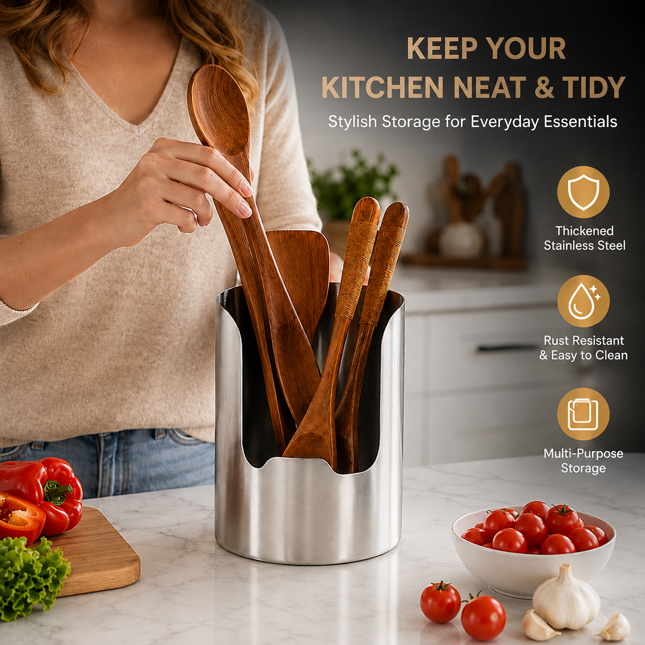 Luna Bloom™ Stainless Steel Utensil Holder