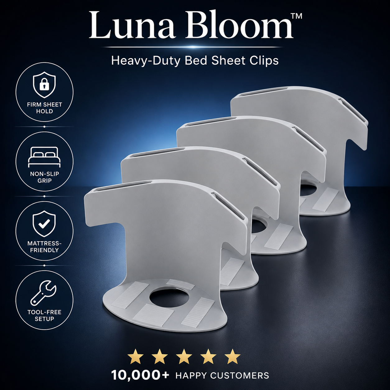 Luna Bloom™ Heavy-Duty Bed Sheet Clips
