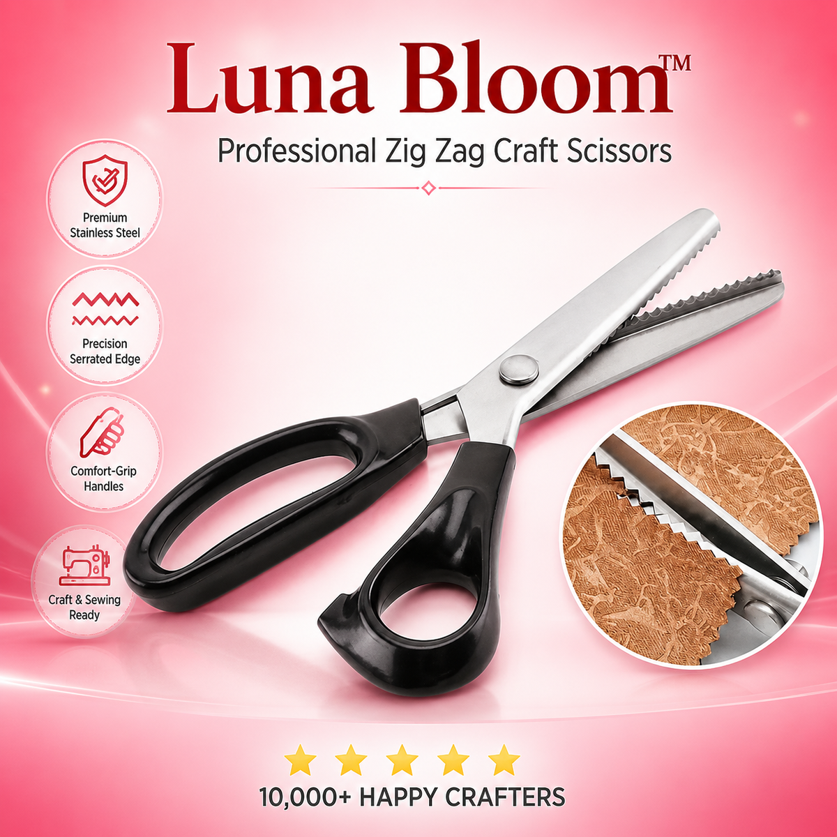 Luna Bloom™ Professional Zig Zag Craft Scissors