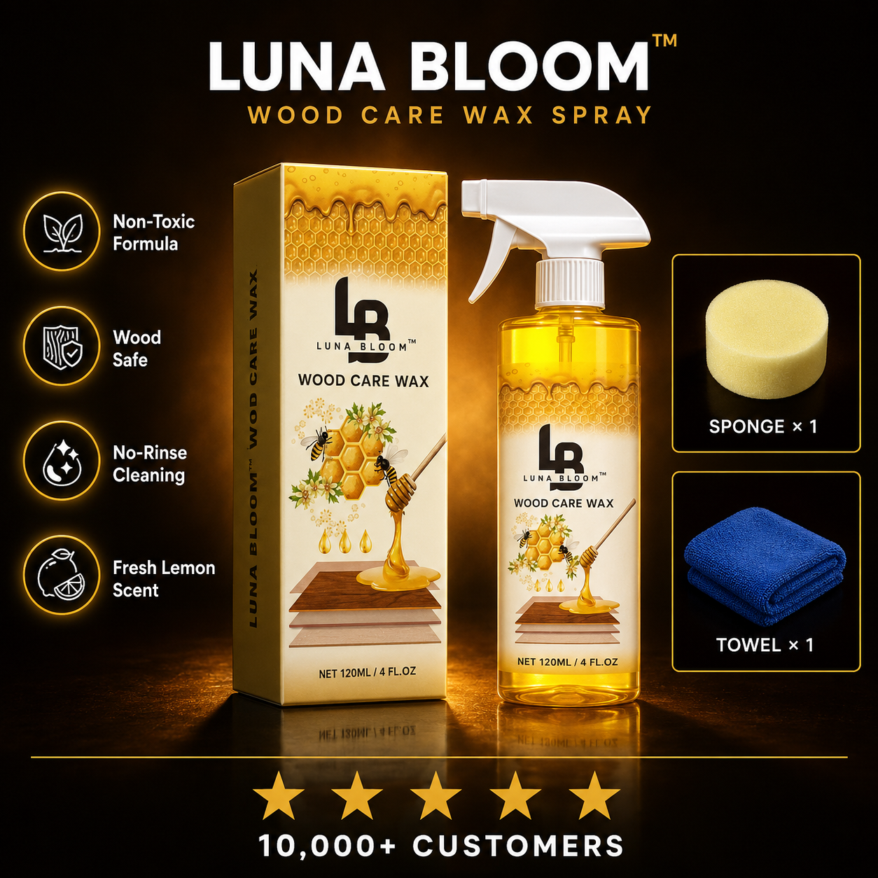 Luna Bloom™ Beeswax Wood Care Wax Spray