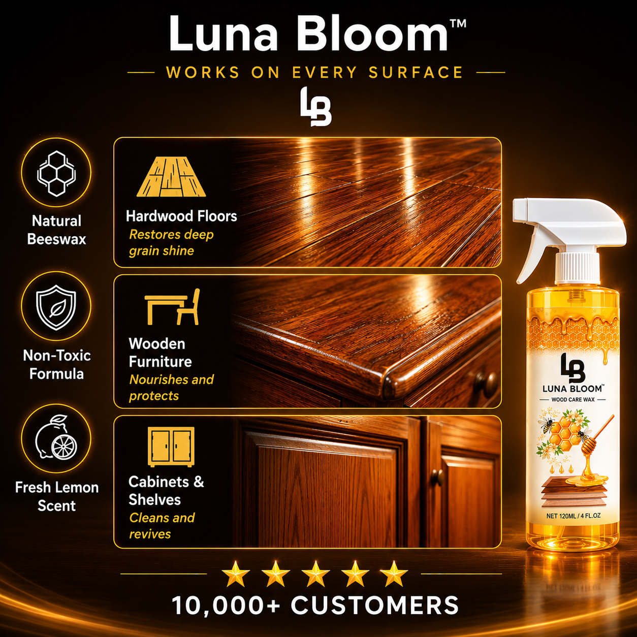 Luna Bloom™ Beeswax Wood Care Wax Spray