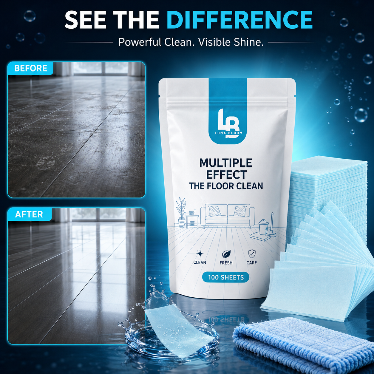 Luna Bloom Multi-Effect Floor Cleaning Sheets