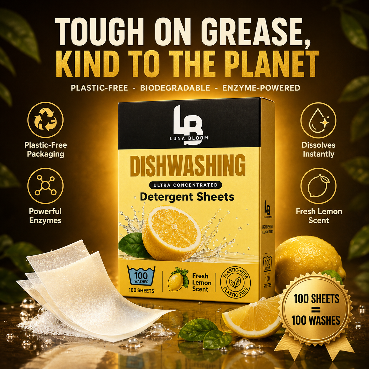 Luna Bloom™ Dishwashing Detergent Sheets