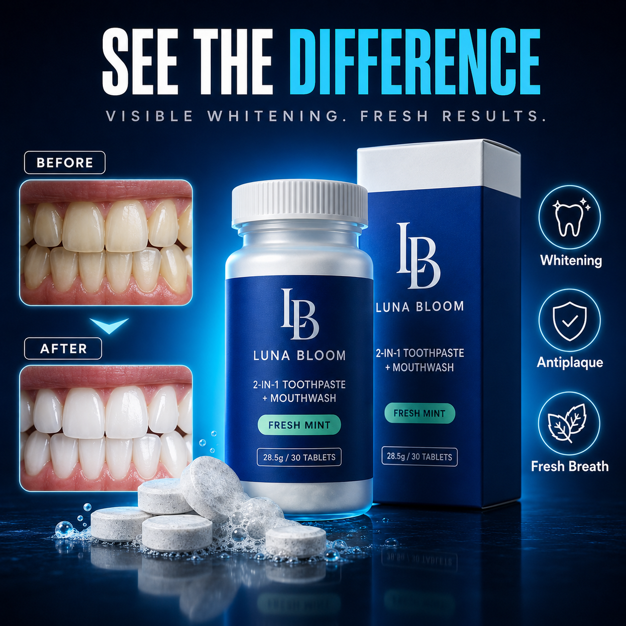 Luna Bloom™ — Solid Toothpaste Tablets