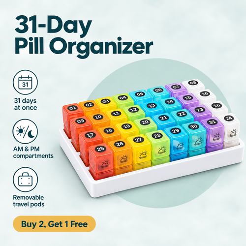 31-Day Monthly Pill Organizer – highlights