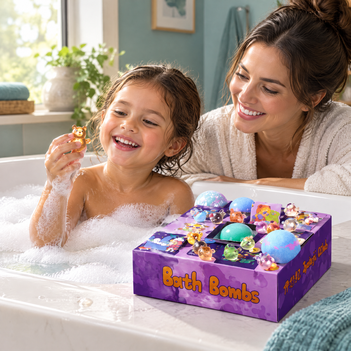 Kids Bath Bombs with Surprise Toys – in use
