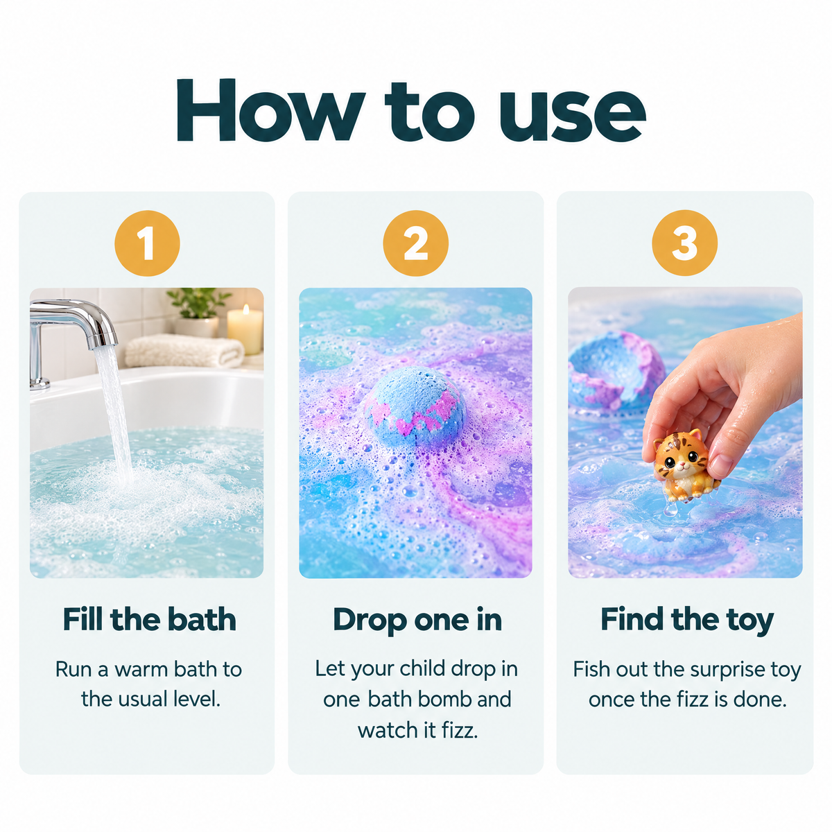 Kids Bath Bombs with Surprise Toys – how to use