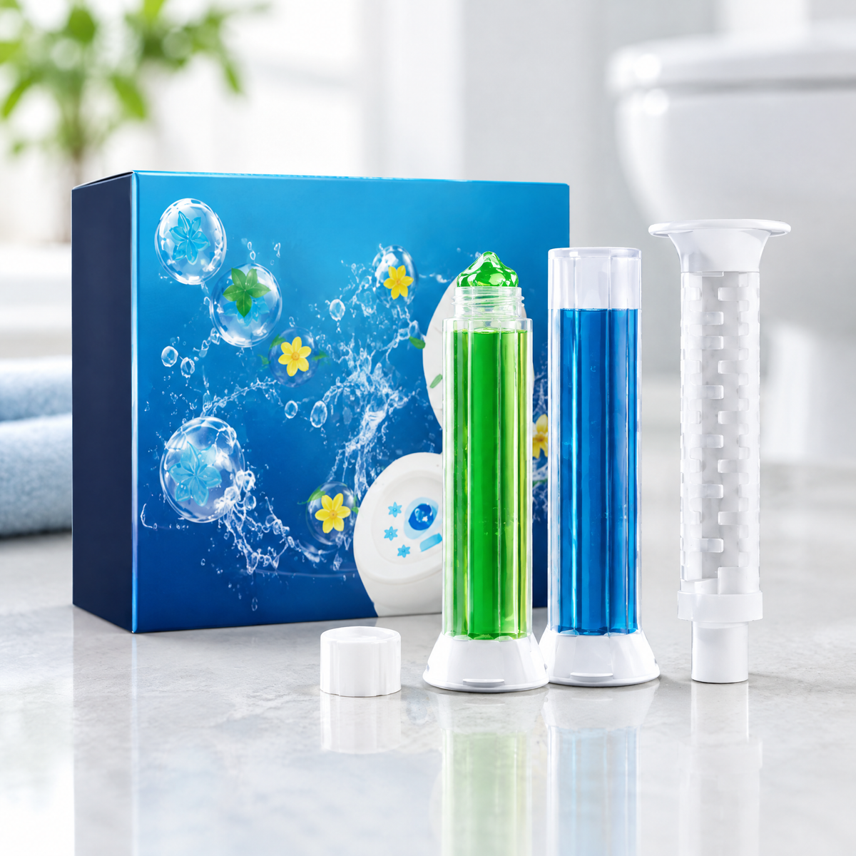 Toilet Gel Cleaner Stamps – close-up