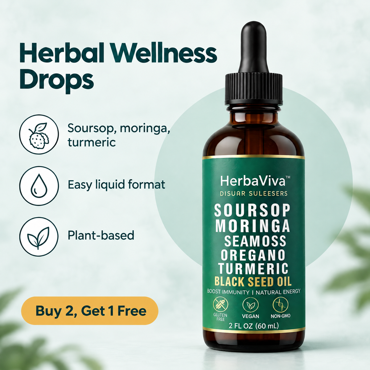Herbal Wellness Drops with Soursop, Moringa & Turmeric – highlights