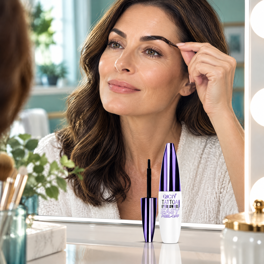 Peel-Off Tattoo Eyebrow Gel – in use