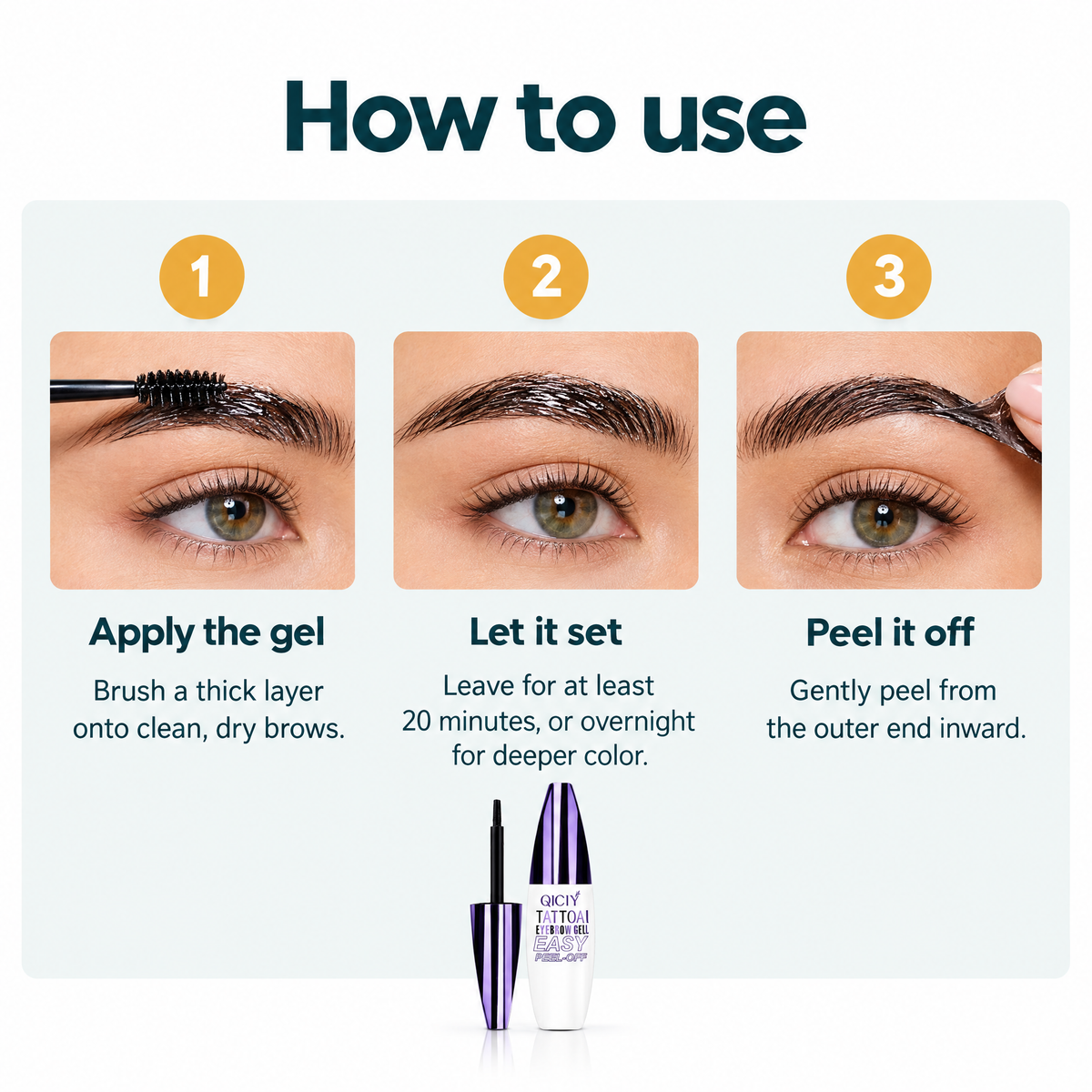 Peel-Off Tattoo Eyebrow Gel – how to use