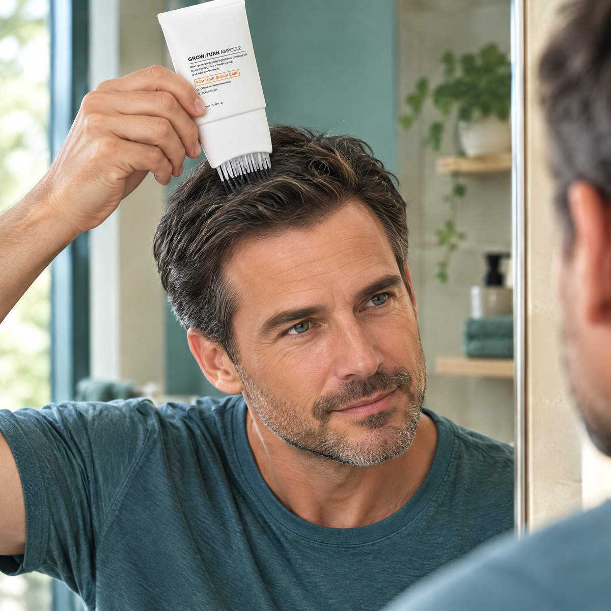 Scalp Care Serum with Comb Applicator – in use