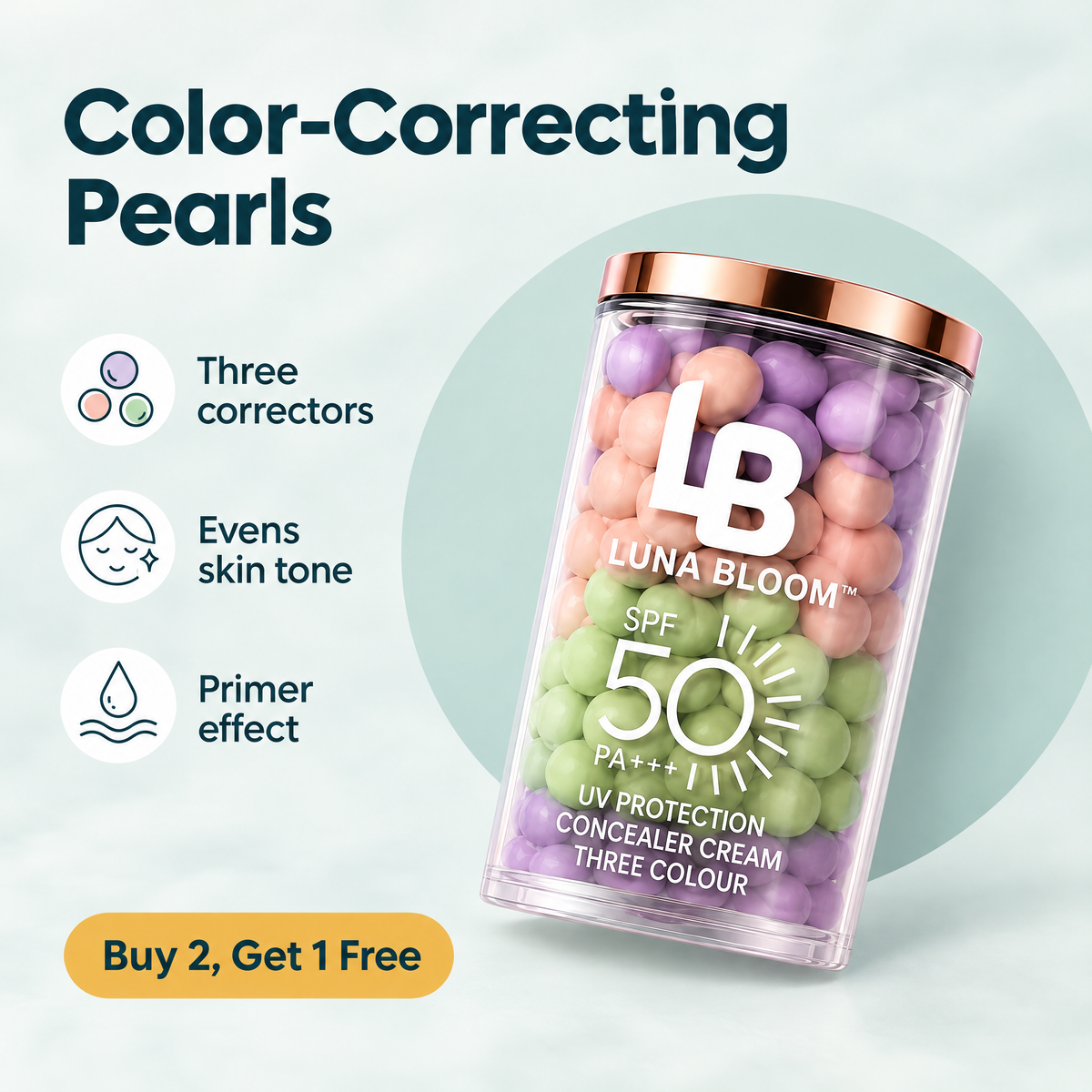 Three-Tone Color-Correcting Concealer Pearls – highlights