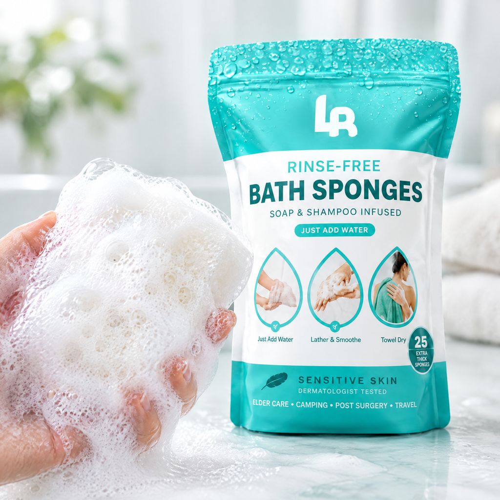 Rinse-Free Bath Sponges – close-up
