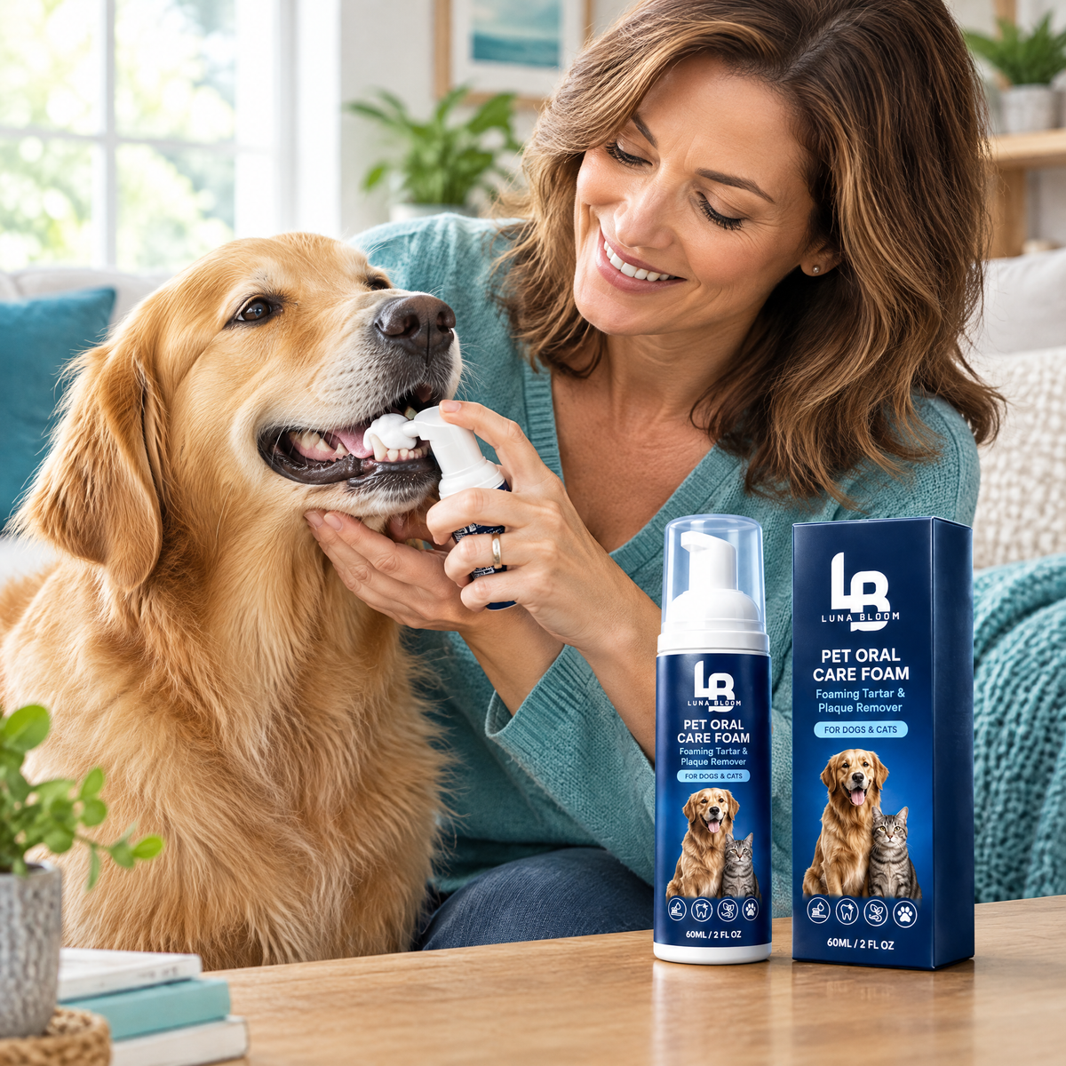 Brush-Free Pet Oral Care Foam – in use