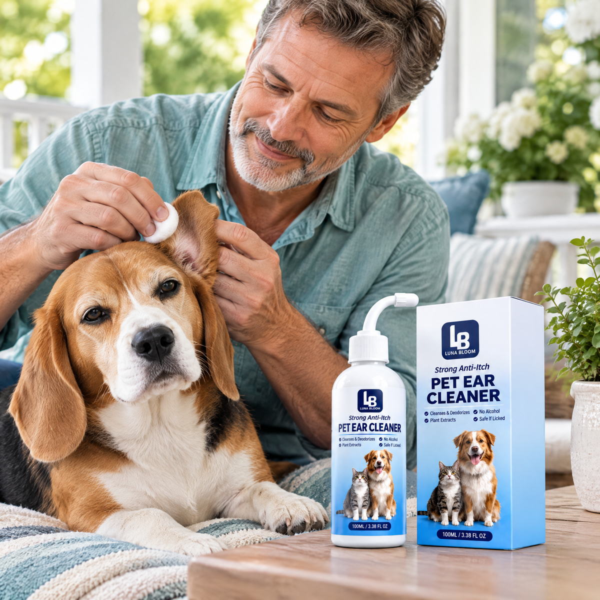 Gentle Pet Ear Cleaner Drops – in use