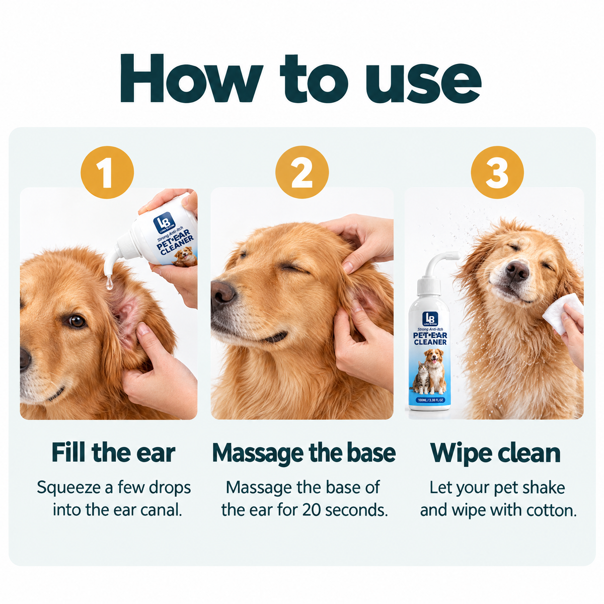 Gentle Pet Ear Cleaner Drops – how to use