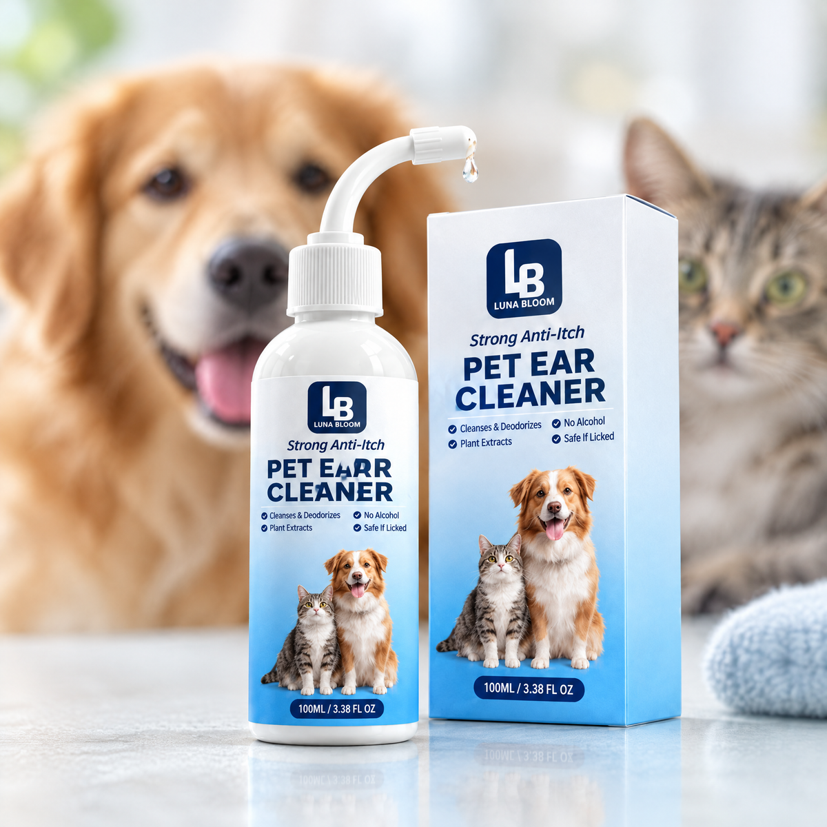 Gentle Pet Ear Cleaner Drops – close-up