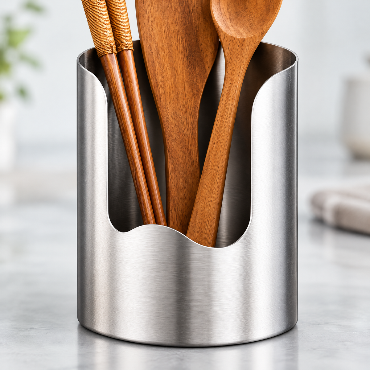 Stainless Steel Utensil Holder – close-up