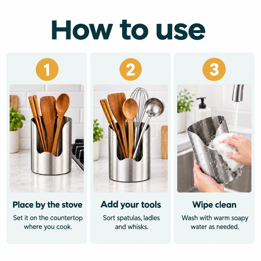 Stainless Steel Utensil Holder – how to use