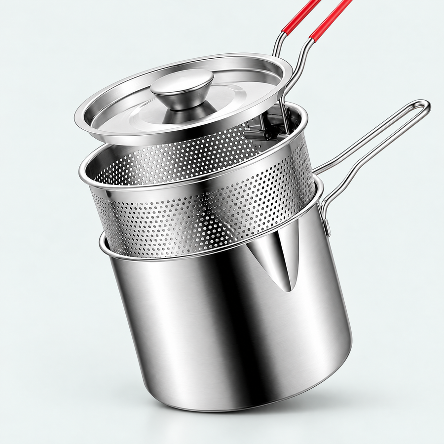 Stainless Steel Deep Fryer Pot with Basket – product photo