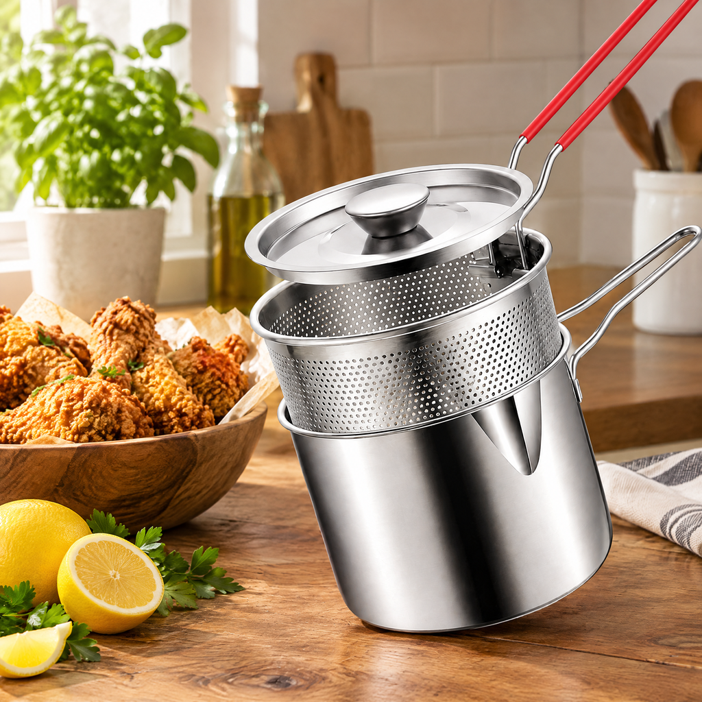 Stainless Steel Deep Fryer Pot with Basket – lifestyle
