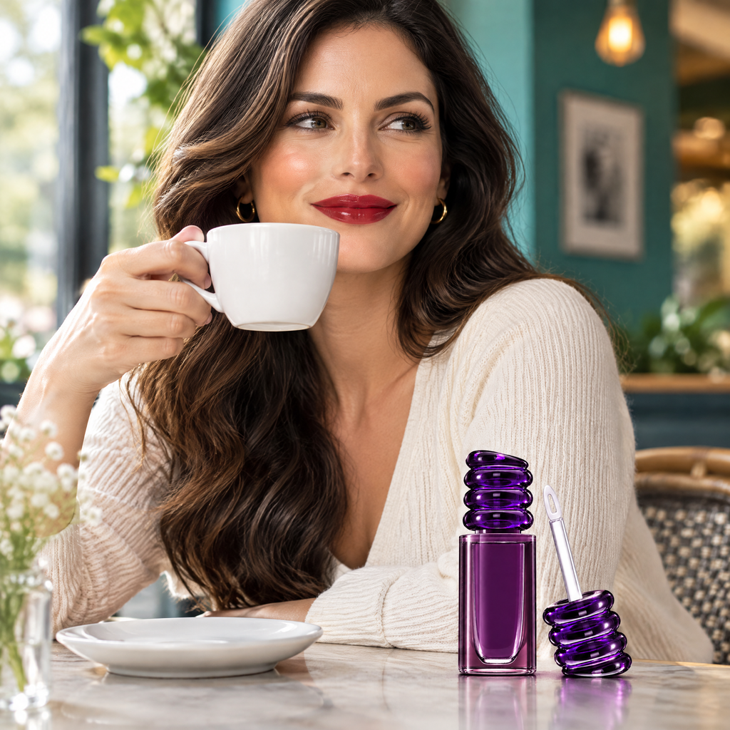 Transfer-Proof Lip Color Top Coat – in use