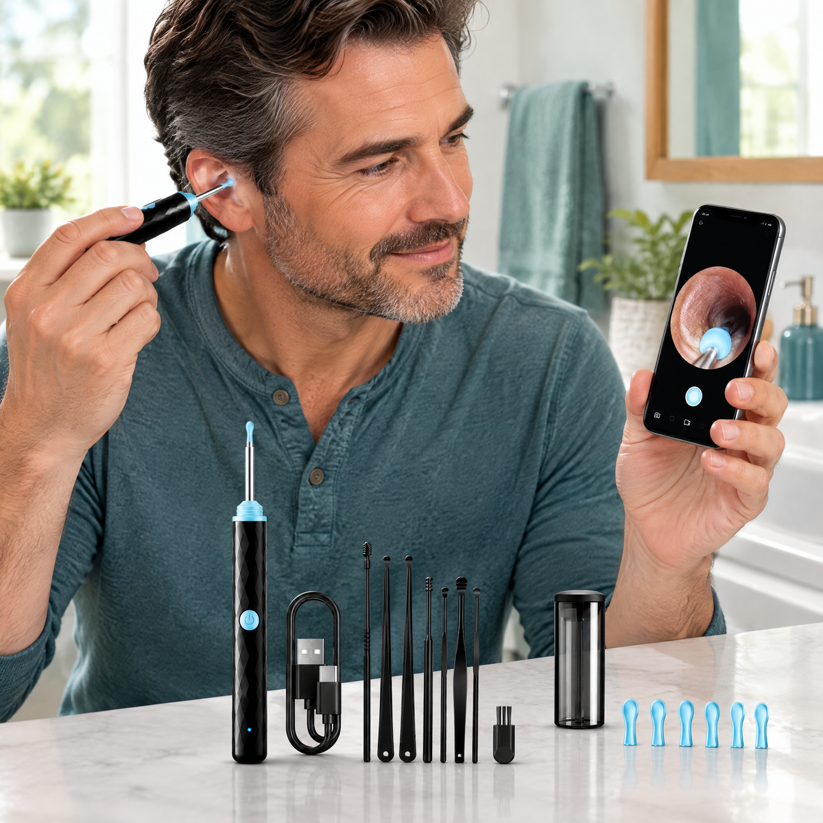 Visual Ear Cleaning Kit with Camera – in use