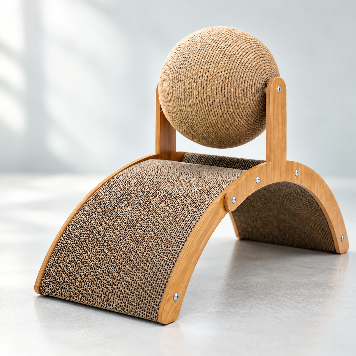 Interactive Cat Scratcher with Spinning Ball – close-up