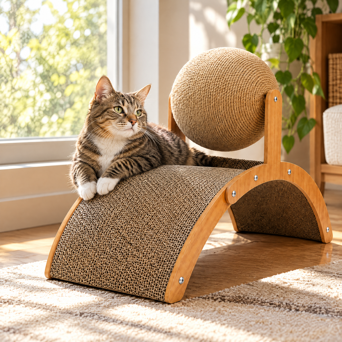 Interactive Cat Scratcher with Spinning Ball – lifestyle