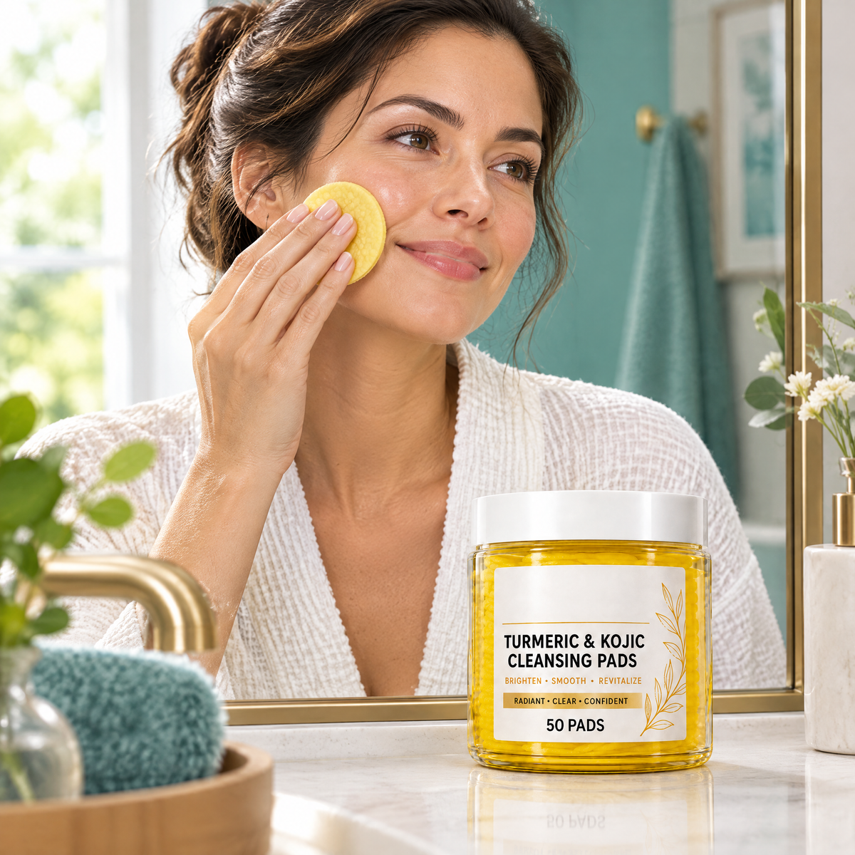 Turmeric & Kojic Acid Cleansing Pads – in use