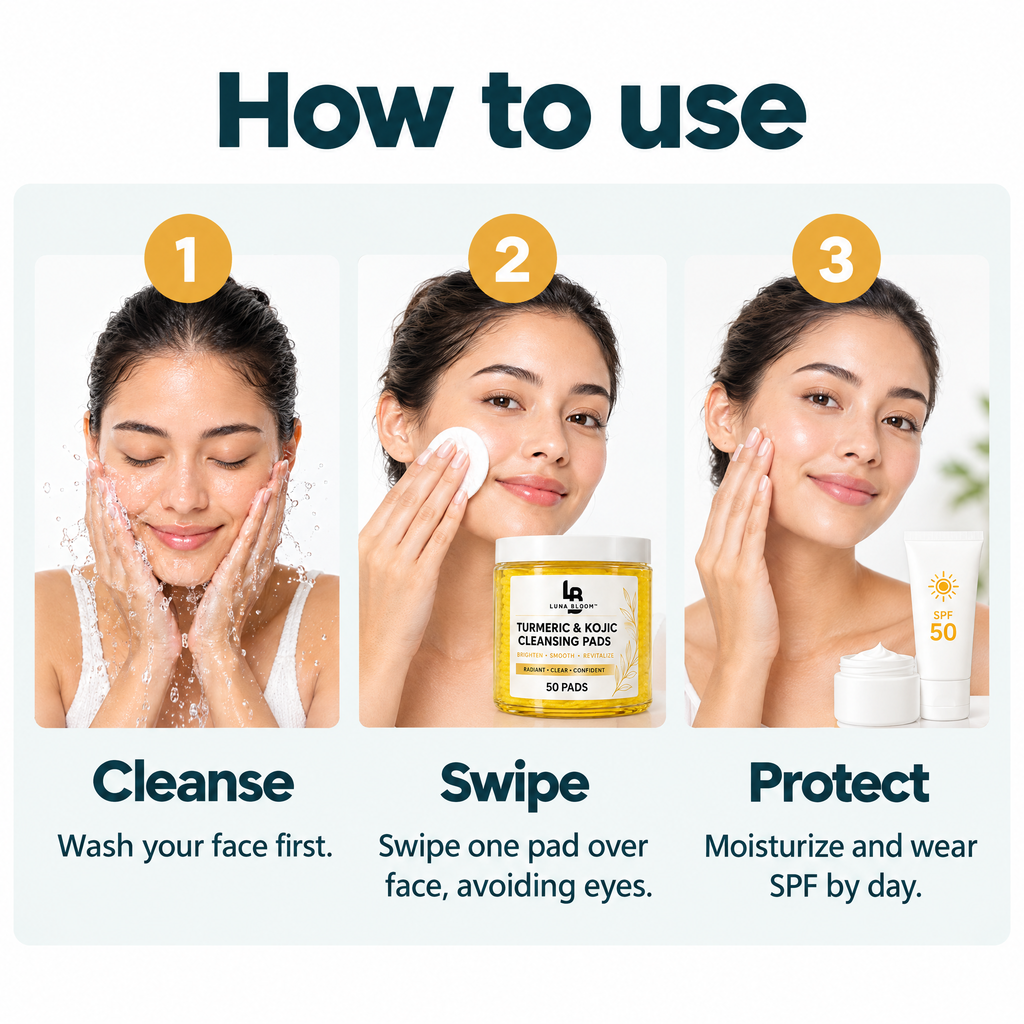 Turmeric & Kojic Acid Cleansing Pads – how to use
