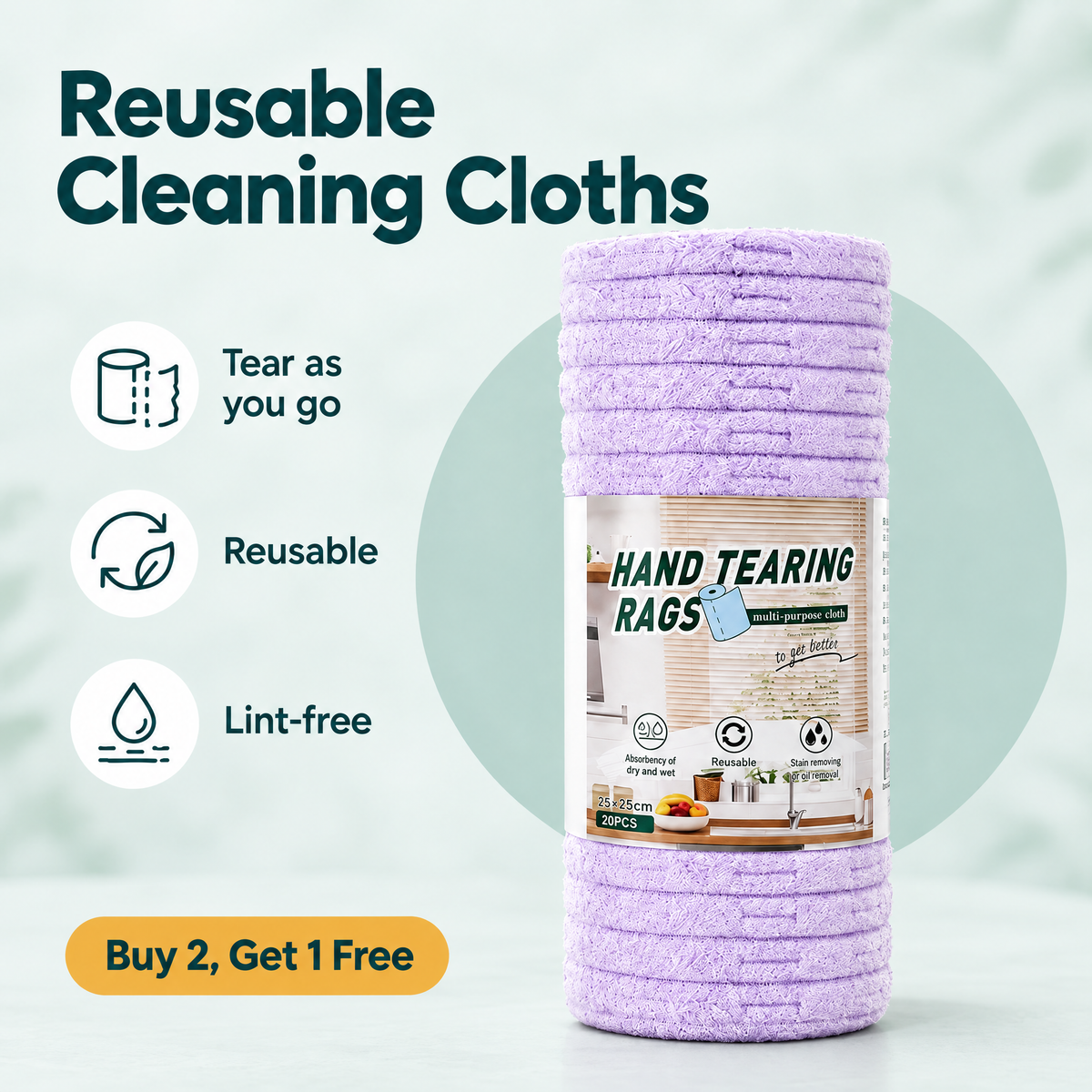 Tearable Reusable Cleaning Cloths – highlights