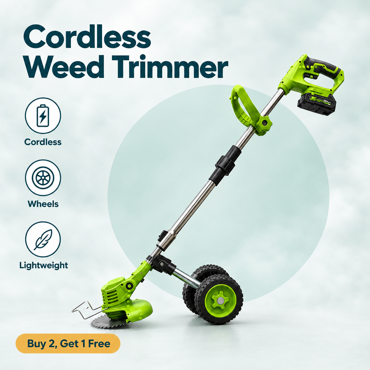 Cordless Wheeled Weed Trimmer – highlights