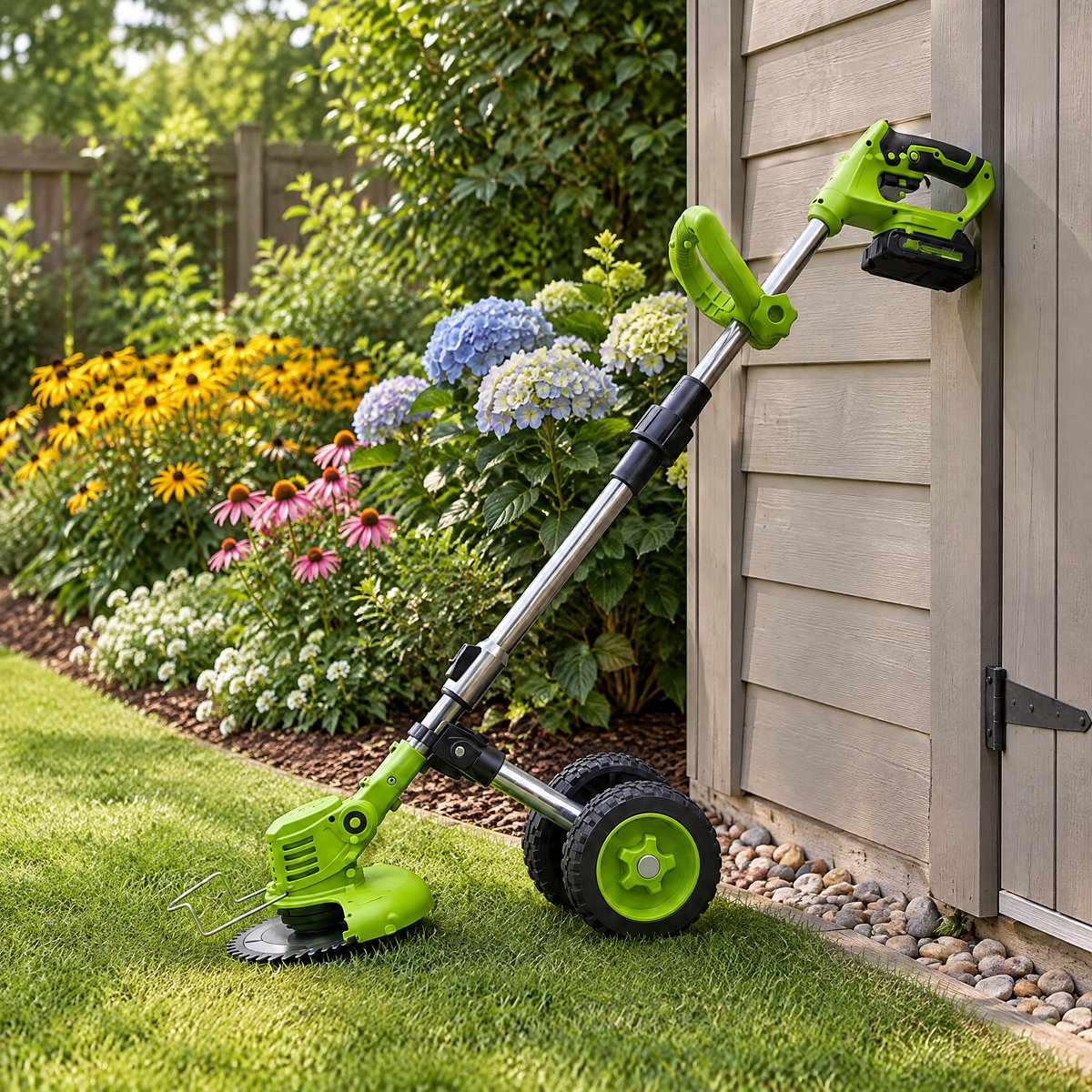 Cordless Wheeled Weed Trimmer – lifestyle