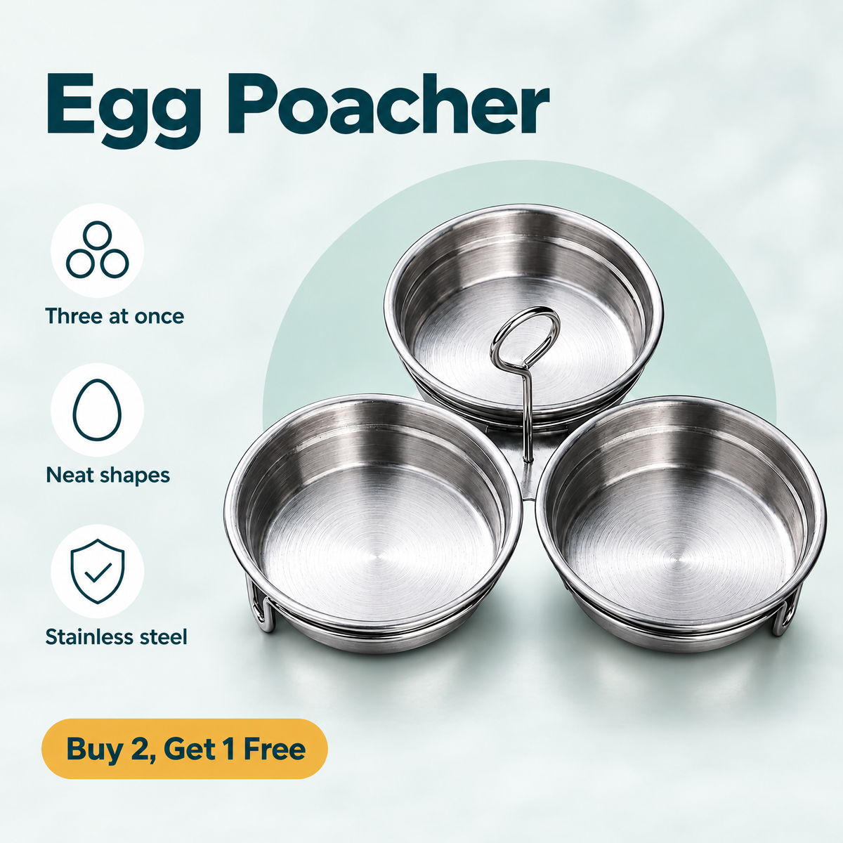 3-Cup Stainless Steel Egg Poacher – highlights