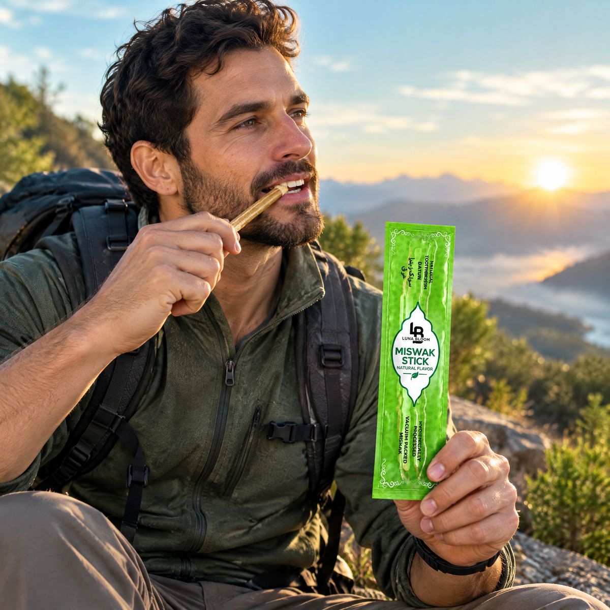 Natural Miswak Toothbrush Stick – in use