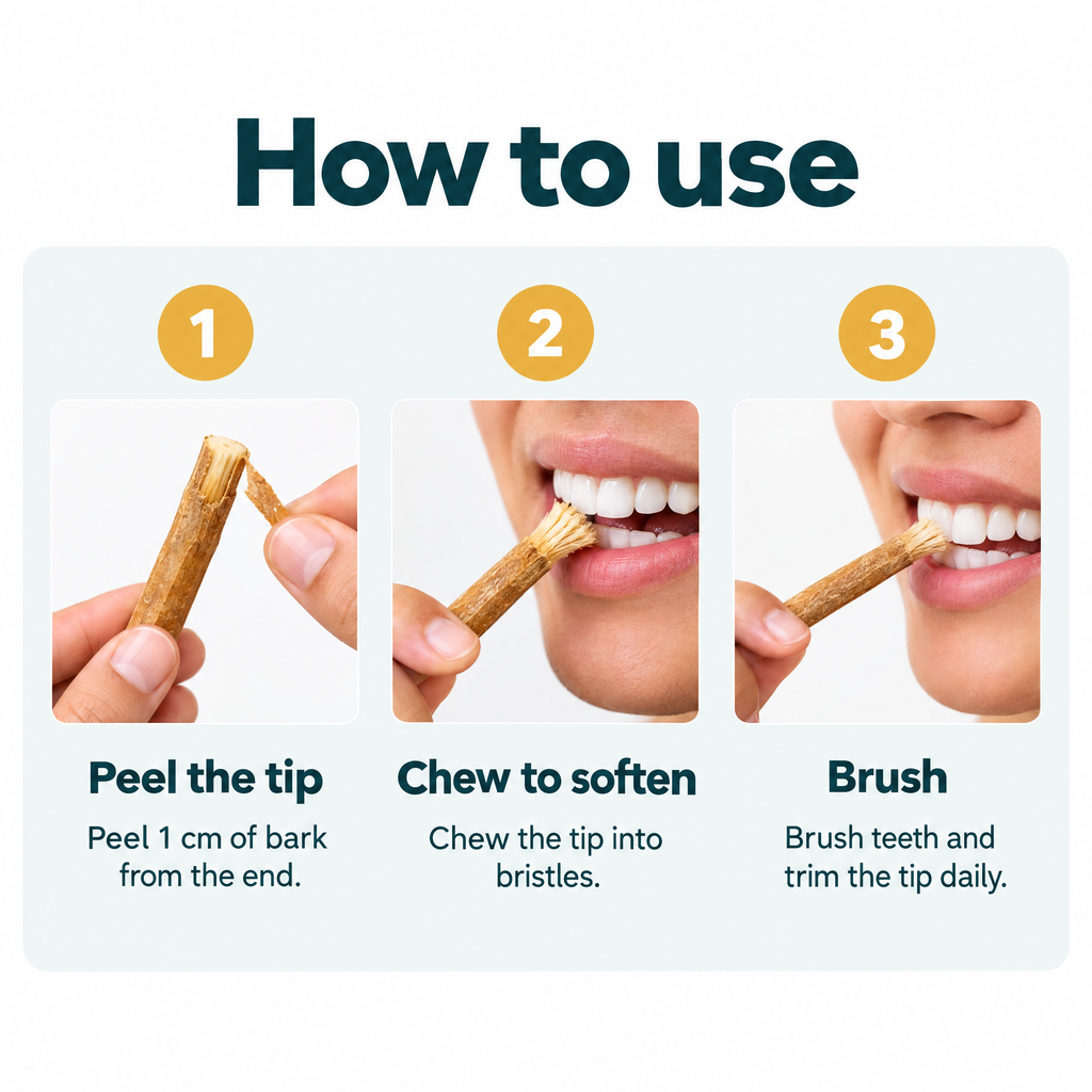 Natural Miswak Toothbrush Stick – how to use